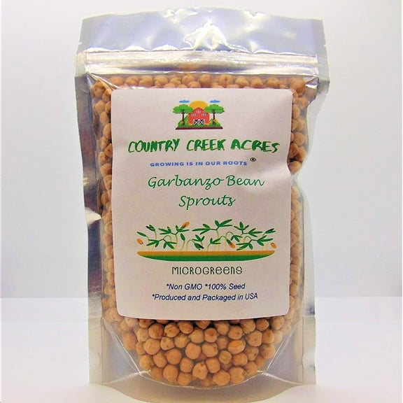 Garbanzo Bean Seed, Microgreen, Sprouting, 12 oz, Non GMO - Country Creek Acres Brand - High Sprout Germination- Edible Seeds, Gardening, Hydroponics, Growing Salad Sprouts