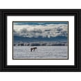 thumbnail image 1 of Garber, Howie 18x13 Black Ornate Wood Framed with Double Matting Museum Art Print Titled - Horse grazing in winter with Bighole Mountains in the distance-Teton Valley-Idaho, 1 of 4