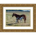 thumbnail image 1 of Garber, Howie 18x14 Gold Ornate Wood Framed with Double Matting Museum Art Print Titled - Wild horses-mother and yearling foal graze along Pony Express Byway, 1 of 4