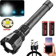 Garberiel XHP160 LED مصباح يدوي USB قابل للشحن ضوء الشعلة للتنزه التخييم الطوارئ 26650 وشملت البطارية
