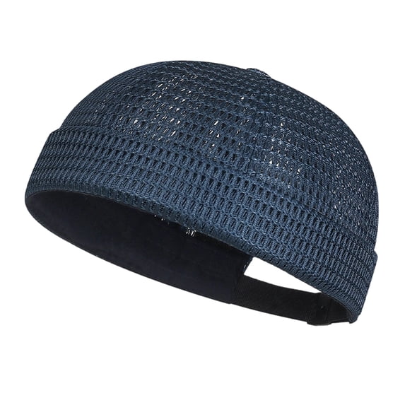 Garbnen 2 Packs Men's Breathable Brimless Hat Summer Style Mesh Tang Unisex Large-Mesh Brimless Skullcap Adjustable Cap Docker Beanie for Men Women Blue