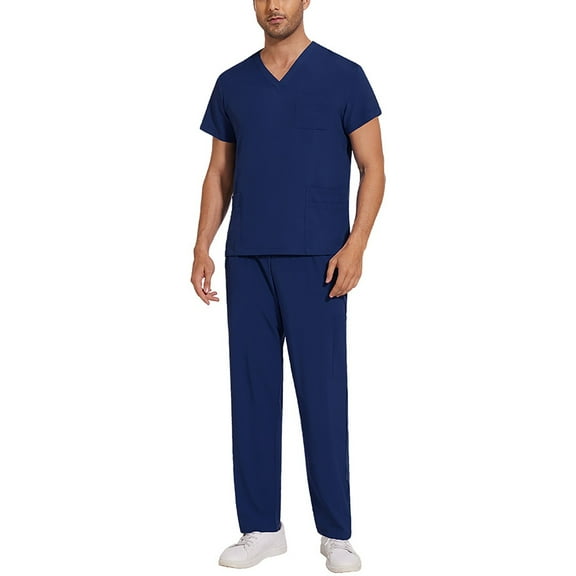 Garbnen Athletic Scrub Set for Men Stretch V-Neck Mens Scrub Top & Cargo Pants Nurse Uniform with Pockets