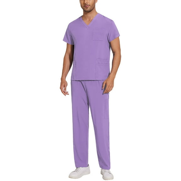 Garbnen Athletic Scrub Set for Men Stretch V-Neck Scrub Shirts for Men & Jogger Pants Nursing Uniform with Pockets