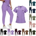 thumbnail image 1 of Garbnen Athletic Scrub Set for Women Stretch V-Neck Short Sleeve Scrub Top and Cargo Pants Nurses Working Uniforms Women's Workwear Set with Pockets, 1 of 6