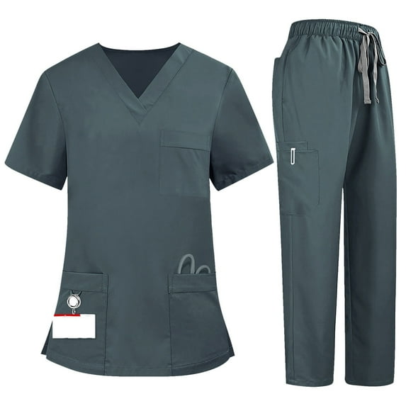 Garbnen Athletic Scrub Set for Women Stretch V-Neck Women Scrub Top & Cargo Pants Nursing Uniform with Pockets