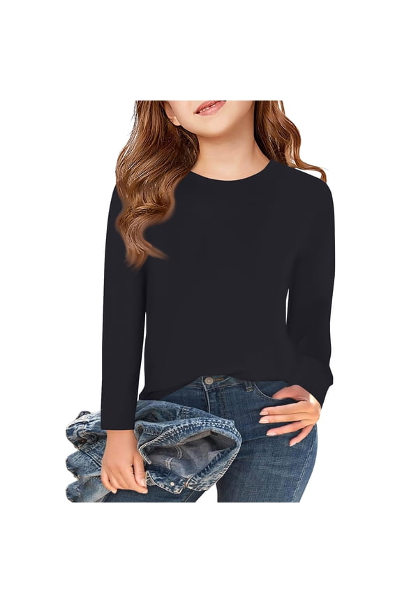 Boys Long Sleeve Shirt Crewneck Black Teen Girl Shirts Basic Fall Preppy Cute Teen Girl Clothes 4-5 Years