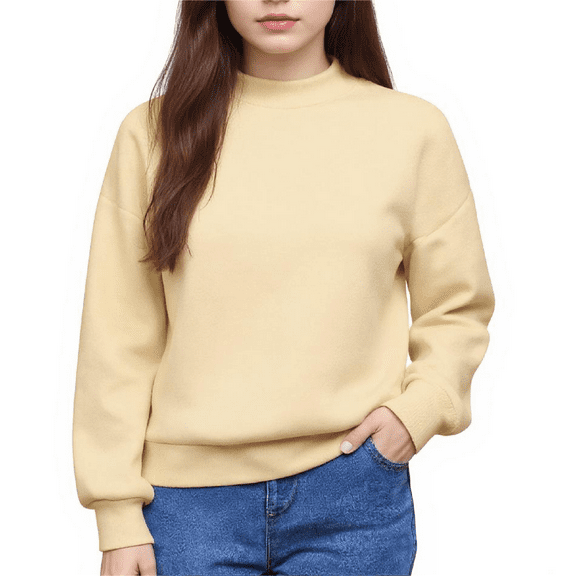 Garbnen Boys Long Sleeve Shirts Crewneck Khaki Girl Tshirt Basic Fall Preppy Sweatshirt for Teen Girls