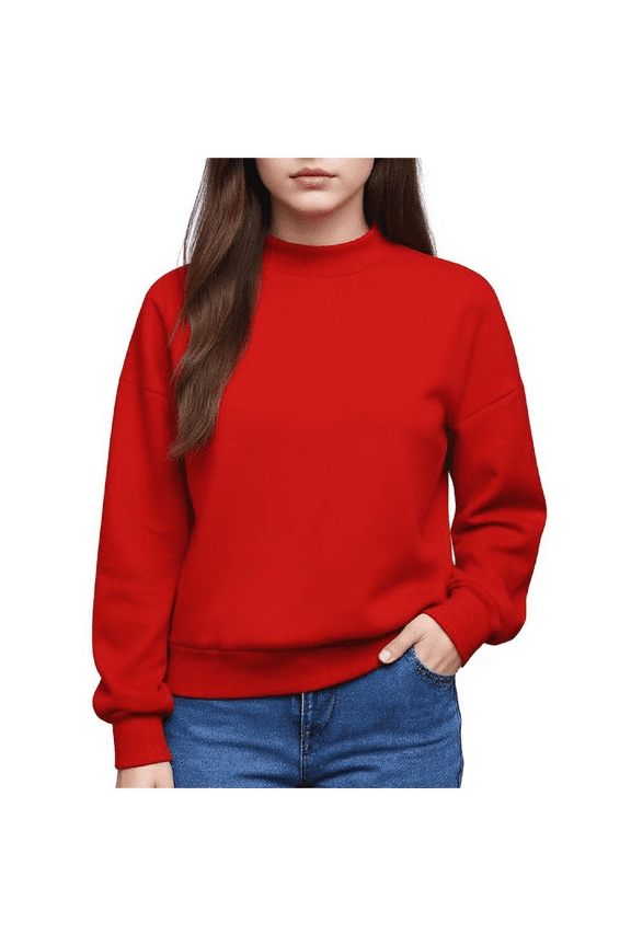 Boys Long Sleeve Shirts Crewneck Red Girls T Shirt Basic Fall Preppy Cute Teen Girl Clothes