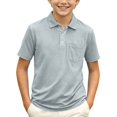 thumbnail image 1 of Garbnen Boys' Polo Shirts Collared Short Sleeve Golf Shirts for Boys Preppy Back To School Student Button Down Boys School Uniform Gray 12-13Y, 1 of 2