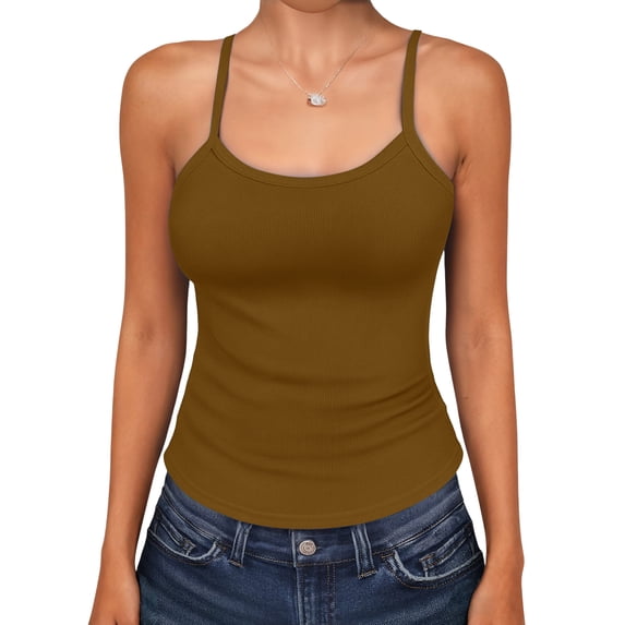 Garbnen Camisole Tops for Women Square Neck Sleeveless Womens Tank Top Spaghetti Straps Beach Travel Basic Tees for Women