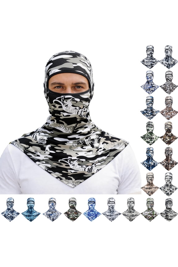 Camo Balaclava Outdoor Mask with Neck Gaiter UV Protection Breathable Full Head & Neck Shield for Sports