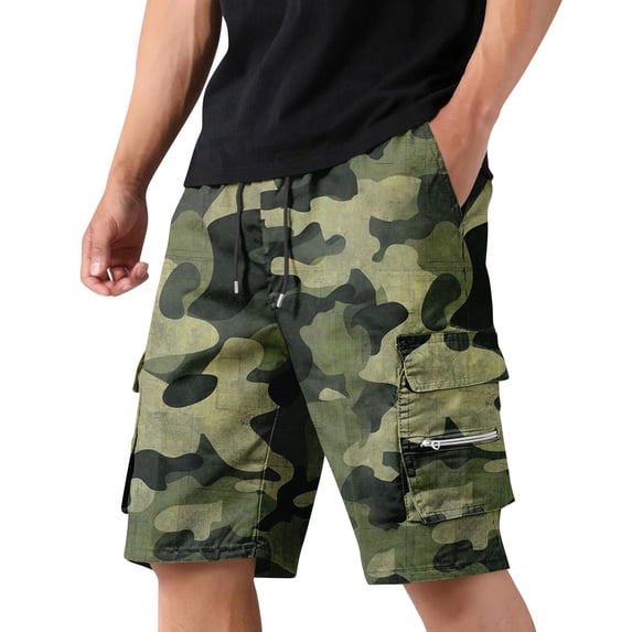 Garbnen Camo Mens Shorts Athletic Elastic Waist Drawstring Men Running Shorts Sports Comfy Lightweight Casual Shorts Men with Pocket Green XL