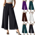 thumbnail image 1 of Garbnen Chiffon Palazzo Pants for Women Flowy Wide Leg Womans Capris Vacation Outdoor Trendy Womans Lounge Pants with Pockets, 1 of 7