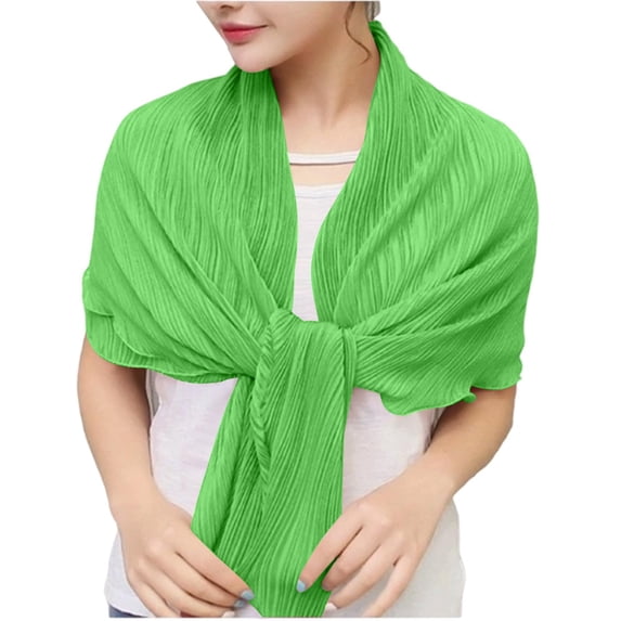 Garbnen Chiffon Shrug Cardigan for Women Open Front Cropped Long Sleeve Women's Cardigans Pleated Lightweight Casual Sun Protection Sheer Shawl Green