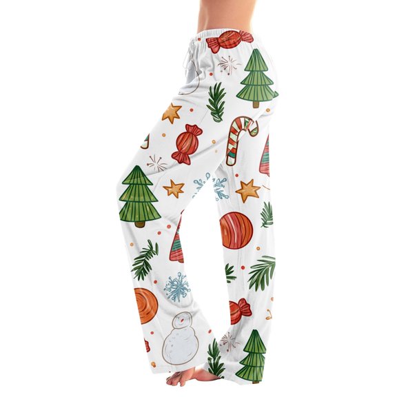 Garbnen Christmas Pajamas for Women Merry Christmas Tree Graphic Womens Sleepwear Soft Warm Fall Winter Cozy Elastic Waist Drawstring Xmas Holiday Comfy Sleep Pants for Women