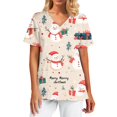 thumbnail image 1 of Garbnen Christmas Scrub Top Funny Xmas Printed V Neck Short Sleeve Fall Under Scrubs for Women Nurses Working Uniforms with Pocket S-5XL, 1 of 5