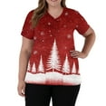 thumbnail image 1 of Garbnen Christmas Scrub Top for Women V Neck Short Sleeve Workout Top Xmas Printed Nurse Uniform with Pockets S-5XL, 1 of 5