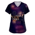 thumbnail image 1 of Garbnen Christmas Scrub Tops Women Print Plus Size Stretchy Happy New Year 2026 Nurse Uniform with Pocket V Neck Short Sleeve Womens Scrubs Top Workwear S-5XL, 1 of 5