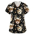 thumbnail image 1 of Garbnen Christmas Scrub Tops Women Print V Neck Short Sleeve Women Tops Winter Fall Xmas Print Nursing Scrubs with Pockets S-5xl, 1 of 4