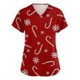 thumbnail image 1 of Garbnen Christmas Scrub Tops Women Print V Neck Short Sleeve Women's Tops Winter Fall Xmas Print Nursing Scrubs for Women with Pockets S-5xl, 1 of 3
