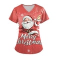 thumbnail image 1 of Garbnen Christmas Scrubs Funny Xmas Printed V Neck Short Sleeve Fall Scrub Tops for Women Fitted Nurse Uniforms with Pocket S-5XL, 1 of 3
