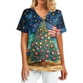 thumbnail image 1 of Garbnen Christmas Scrubs Tops for Women Funny Xmas Printed V Neck Short Sleeve Fall Womens Scrub Tops Printed Nursing Tops with Pocket S-5XL, 1 of 5