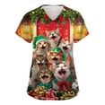 thumbnail image 1 of Garbnen Christmas Scrubs Tops for Women V Neck Short Sleeve Going Out Tops for Women Winter Fall Xmas Print Nursing Uniform with Pockets S-5xl, 1 of 4