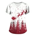 thumbnail image 1 of Garbnen Christmas Scrubs for Women Workwear V Neck Short Sleeve Women's Tops Holiday Print Nurses Working Uniforms with Pockets S-5XL, 1 of 5