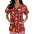 thumbnail image 1 of Garbnen Christmas Scrubs for Women Workwear V Neck Short Sleeve Womens Plus Size Tops Thanksgiving Holiday Nurse Uniform with Pockets S-5XL, 1 of 4