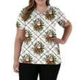 thumbnail image 1 of Garbnen Christmas Top Scrubs for Women V Neck Short Sleeve Womens Casual Tops Holiday Print Nurse Working Uniforms with Pockets S-5XL, 1 of 5