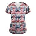 thumbnail image 1 of Garbnen Christmas Womens Scrub Tops V Neck Short Sleeve Workout Tops Thanksgiving Holiday Nurses Working Uniforms with Pockets S-5XL, 1 of 5