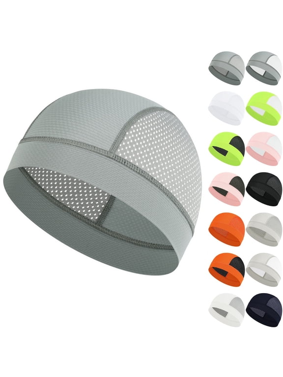 Cooling Skull Caps for Men Mesh Quick Dry Cycling Beanie Lightweight Breathable Outdoor Sweat Liner Running Hat for Men Women 18.90-22.05"