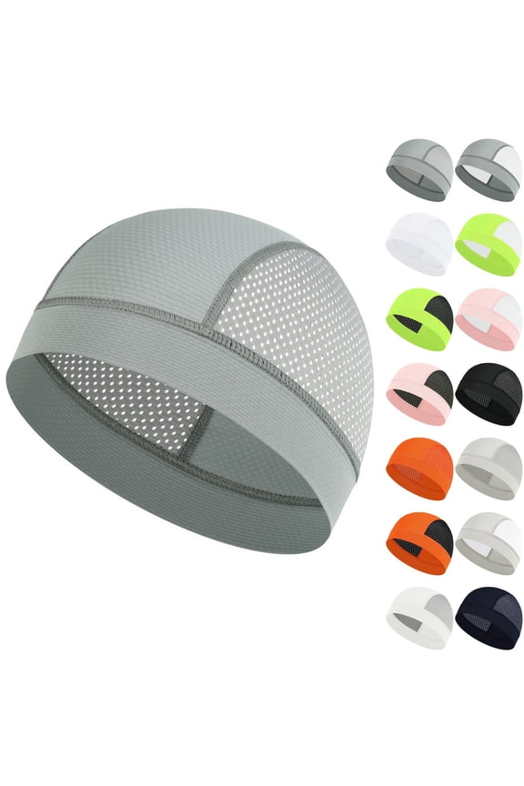 Cooling Skull Caps for Men Mesh Quick Dry Cycling Cap Lightweight Breathable Outdoor Sweat Liner Running Hat for Men Women 18.90-22.05"