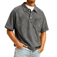 thumbnail image 1 of Garbnen Corduroy Men Polo Shirts Turn Down Collar Button Mens Short Sleeve Tshirts Big and Tall Fishing Summer Men Work Shirts with Pocket, 1 of 5