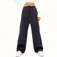 thumbnail image 1 of Garbnen Cotton Fleece Sweatpants Women Straight Leg Elastic Waist Drawstring Joggers Pants for Women Winter Warm Flannel Plush Thermal Pants for Women with Pockets, 1 of 4