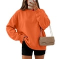 thumbnail image 1 of Garbnen Crew Neck Sweatshirts Women Oversized Women's Long Sleeve Shirts Casual Fall Winter Soft Trendy Womens Pullover Tops Orange L, 1 of 5