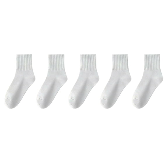 Garbnen Disposable Travel Socks 5 Pairs, No Wash Lazy Daily Socks, Lightweight Breathable Mid-Calf Socks for Women Men White