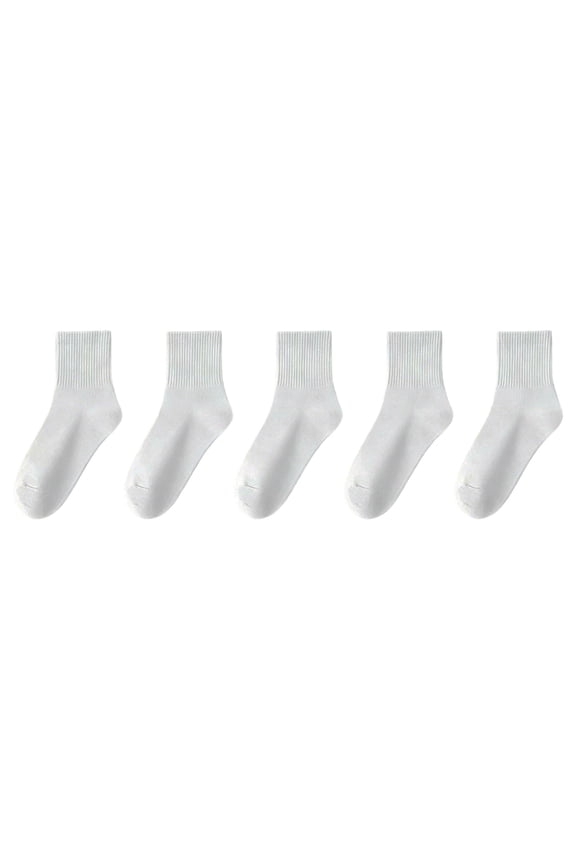Disposable Travel Socks 5 Pairs, No Wash Lazy Daily Socks, Lightweight Breathable Mid-Calf Socks for Women Men White