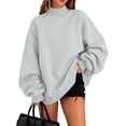 thumbnail image 1 of Garbnen Fleece Lined Mock Neck Sweatshirt Women Plain Long Sleeve Womens Oversized Sweatshirt Soft Warm Fall Streetwear Warm Plush Pullover Sweaters for Women Gray, 1 of 8