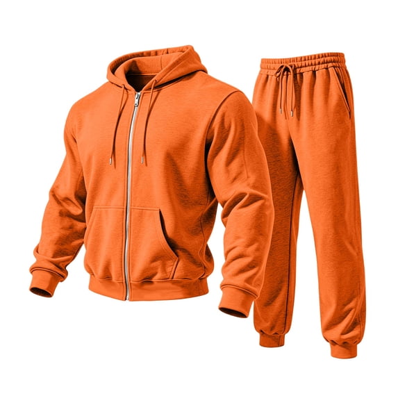 Garbnen Fleece Men's Hoodie 2 Piece Sweat Suit Full Zip Up Hoodies and Sweatpant Set Workout Athletic Fall Winter Fluffy Flannel Fuzzy Mens Tracksuit Set Red