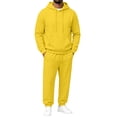 thumbnail image 1 of Garbnen Fleece Mens 2 Piece Hoodie Jogger Set Long Sleeve Drawstring Pullover Hoodies and Sweatpants Workout Athletic Warm Plush Tracksuit Men Yellow, 1 of 6