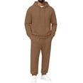 thumbnail image 1 of Garbnen Fleece Mens Sweat Suits 2 Piece Set Casual Solid Hoodie & Sweatpants Set Workout Athletic Warm Plush Jogging Suits for Men Coffee, 1 of 6