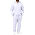 thumbnail image 1 of Garbnen Fleece Mens Sweatsuits 2 Piece Set Long Sleeve Drawstring Pullover Hoodies and Sweatpants Workout Athletic Warm Plush Men Tracksuit White, 1 of 6