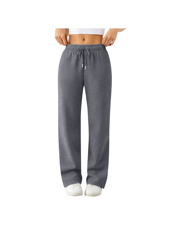Fleece Sweatpants Women Drawstring Thermal Women Straight Leg Pants Fluffy Spring Winter Warm with Pocket Lounge Pants for Women