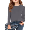 thumbnail image 1 of Garbnen Girls Long Sleeve Shirt Crewneck Gray T-Shirts for Girls Basic Fall Preppy Clothes Teen Girls 7-8 Years, 1 of 5