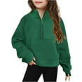 thumbnail image 1 of Garbnen Girls Sweatshirts Half Zip Solid Fleece Sweater for Teen Girls with Kangaroo Pockets Fall Winter Long Sleeve Preppy Trending Clothes for Teen Girls Thumb Hole 8-9 Years, 1 of 3