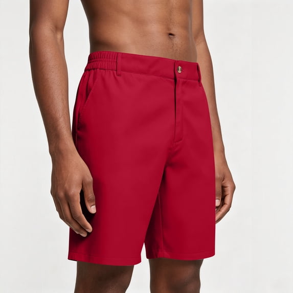 Garbnen Golf Shorts for Men Button Straight Leg Men Bermuda Shorts Lightweight Breathable Casual Summer Outdoor Workout Mens Athletic Shorts with Pockets Red S