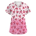 thumbnail image 1 of Garbnen Gradient Valentine Scrubs Tops for Women Plus Size V Neck Love Heart Graphic Short Sleeve Stretch Nursing Uniforms for Women with Pocket Workwear Women S-5XL, 1 of 5