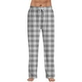 thumbnail image 1 of Garbnen Gray Mens Plaid Pajama Pants Color Block Straight Leg Sleep Pants Men Drawstring Spring Summer Men's Lounge Pants with Pocket, 1 of 6