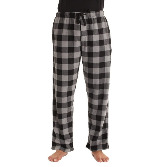 Garbnen Gray Plaid Pj Pants Men Color Block Wide Leg Mens Sleep Pants Drawstring Spring Summer Men’s Lounge Pants with Pocket
